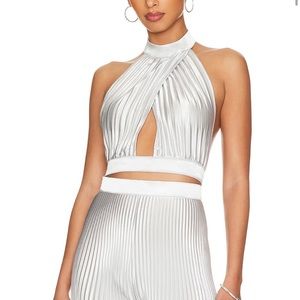 L’idee Renaissance Halter Top EUC Metallic Silver
